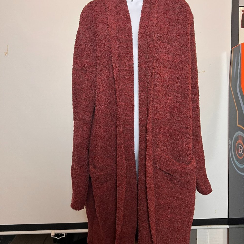 BAREFOOT DREAMS Women's Maroon Cali Cardigan with Pockets Sz Medium